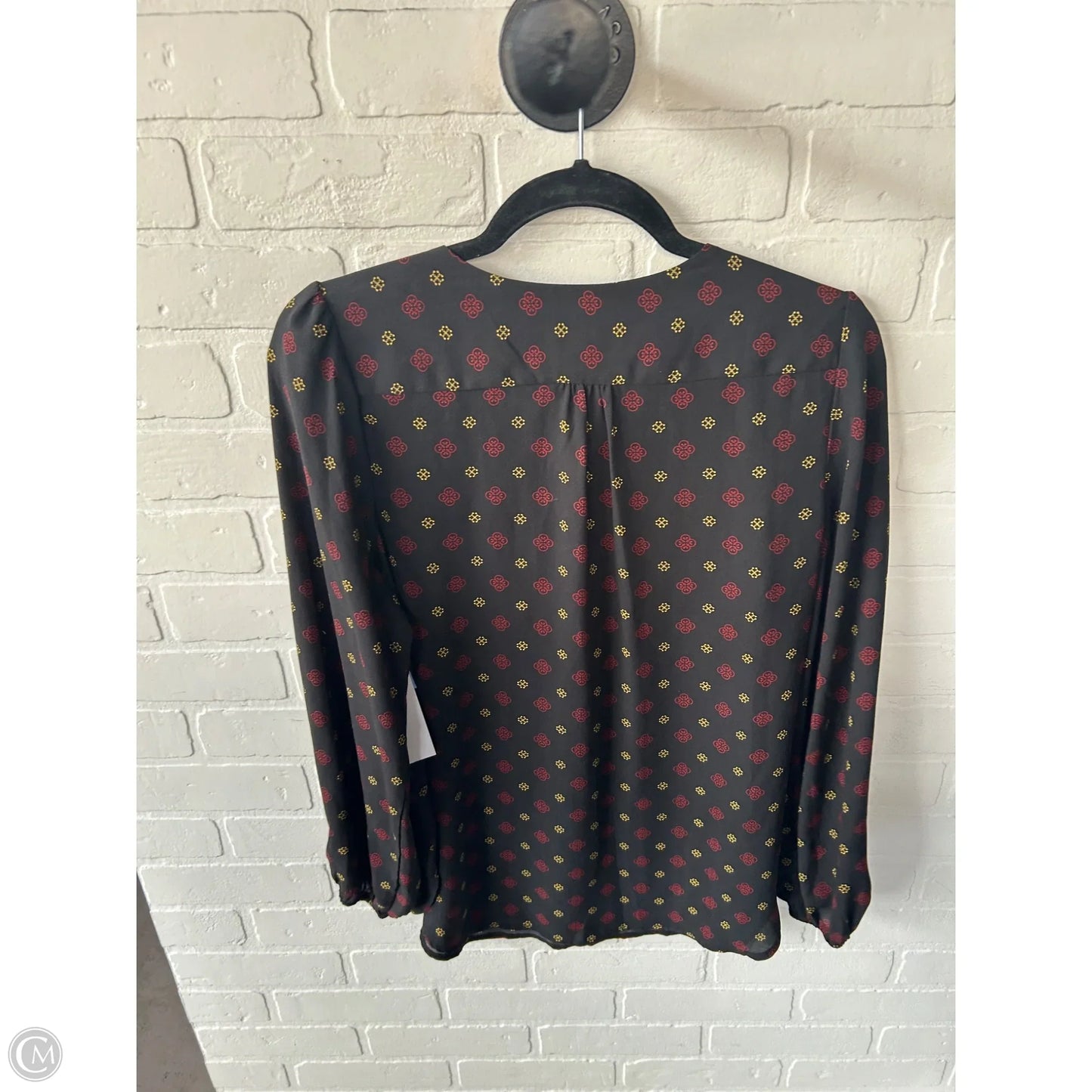 Blouse Long Sleeve By Premise Studio In Black & Red, Size: M