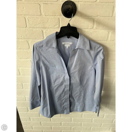 Blouse Long Sleeve By Foxcroft In Blue, Size: M