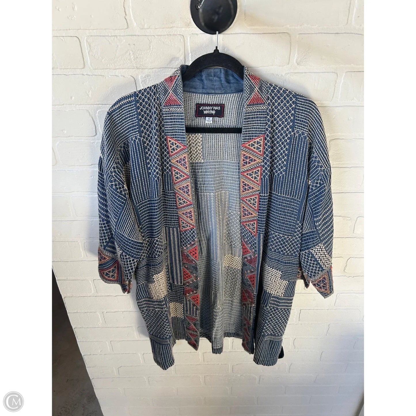 Kimono Designer By Johnny Was In Blue & Red, Size: Xs