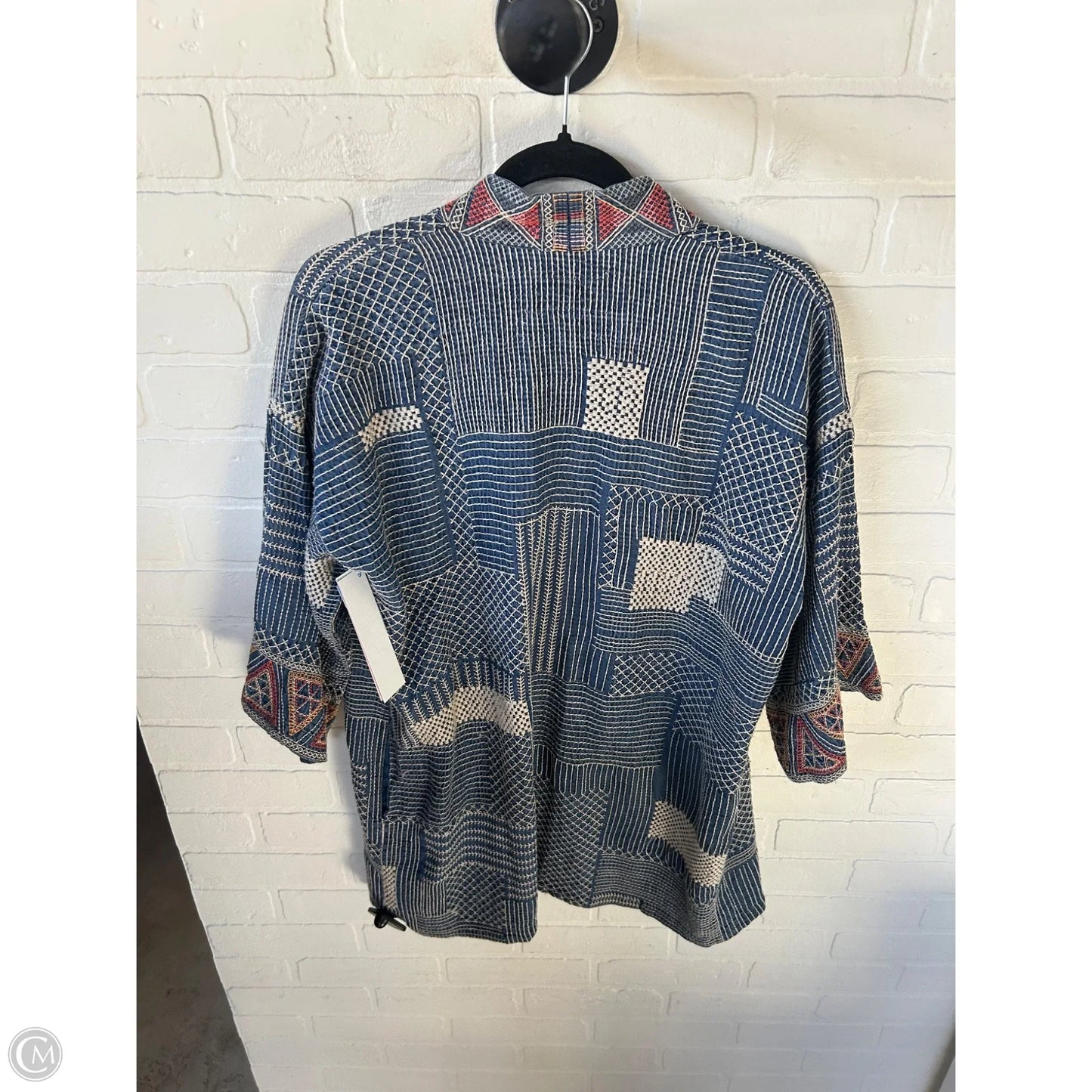 Kimono Designer By Johnny Was In Blue & Red, Size: Xs