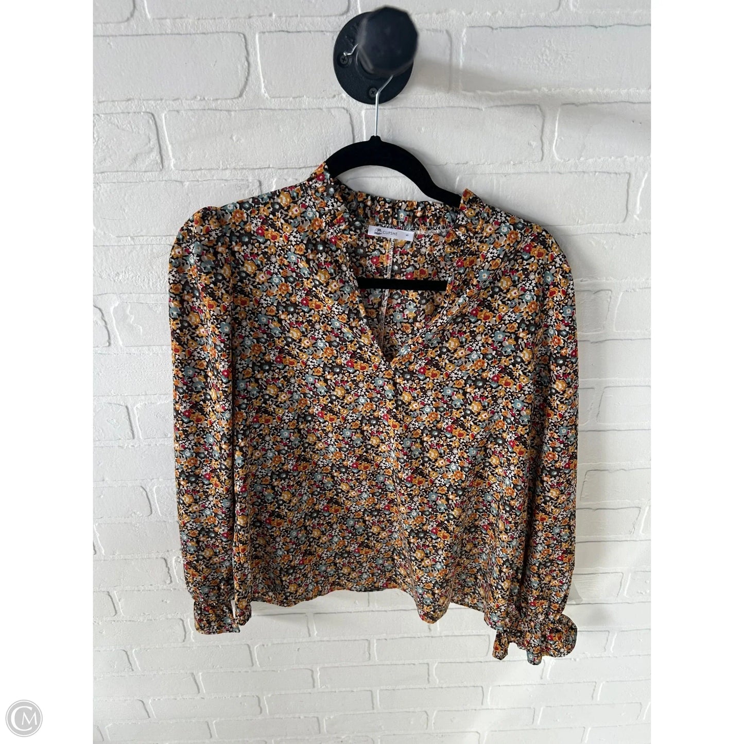 Top Long Sleeve By Cupshe In Brown & Orange, Size: S