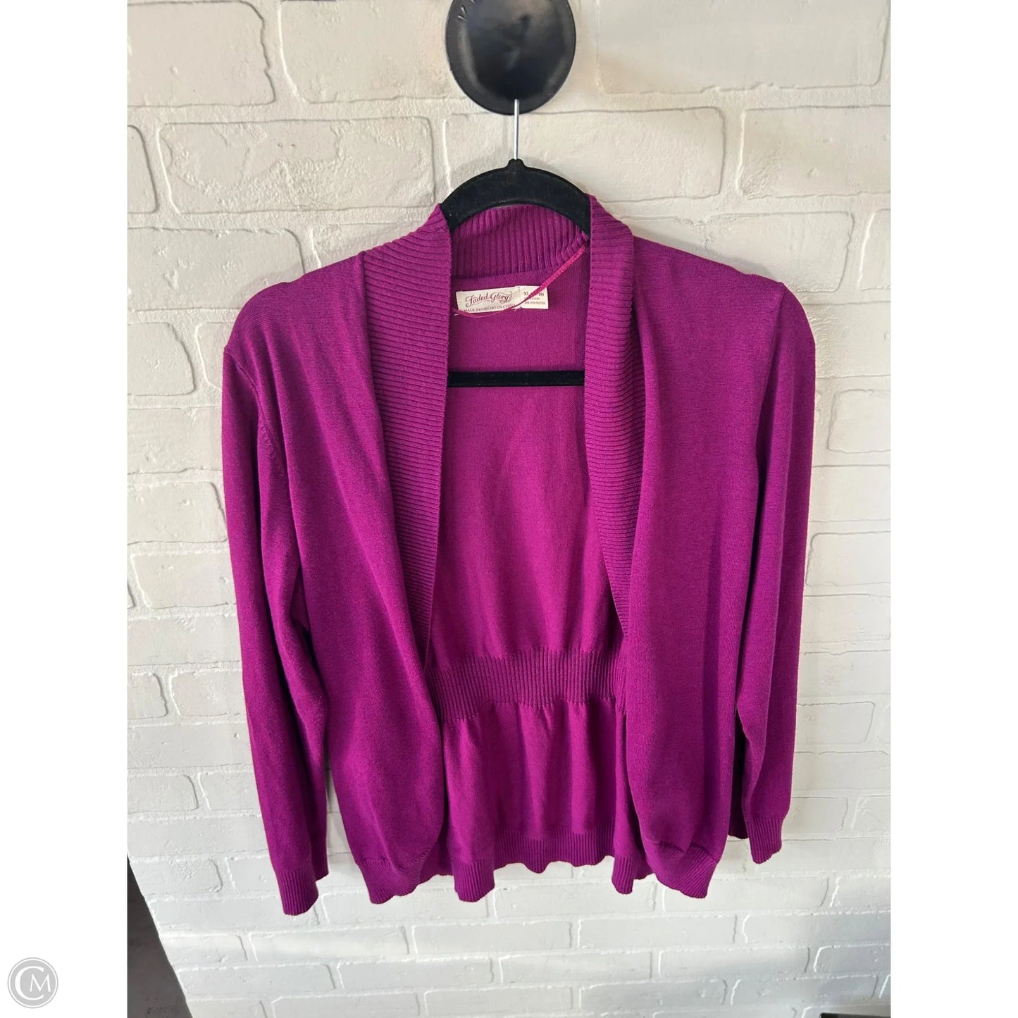 Sweater Cardigan By Faded Glory In Purple, Size: Xl