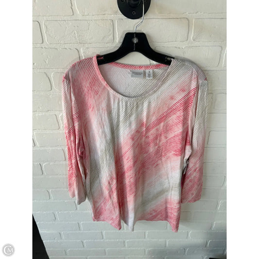 Top 3/4 Sleeve By Chicos In Pink & Tan, Size: Xl