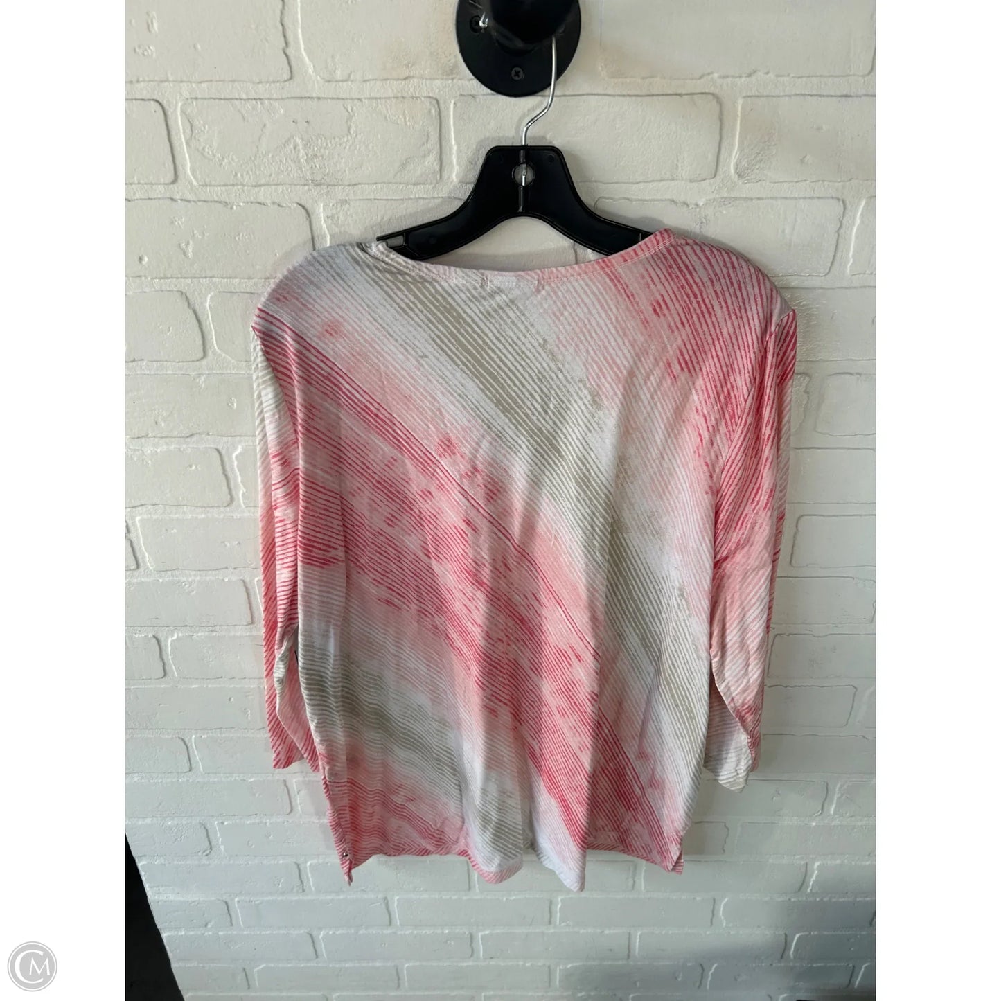 Top 3/4 Sleeve By Chicos In Pink & Tan, Size: Xl