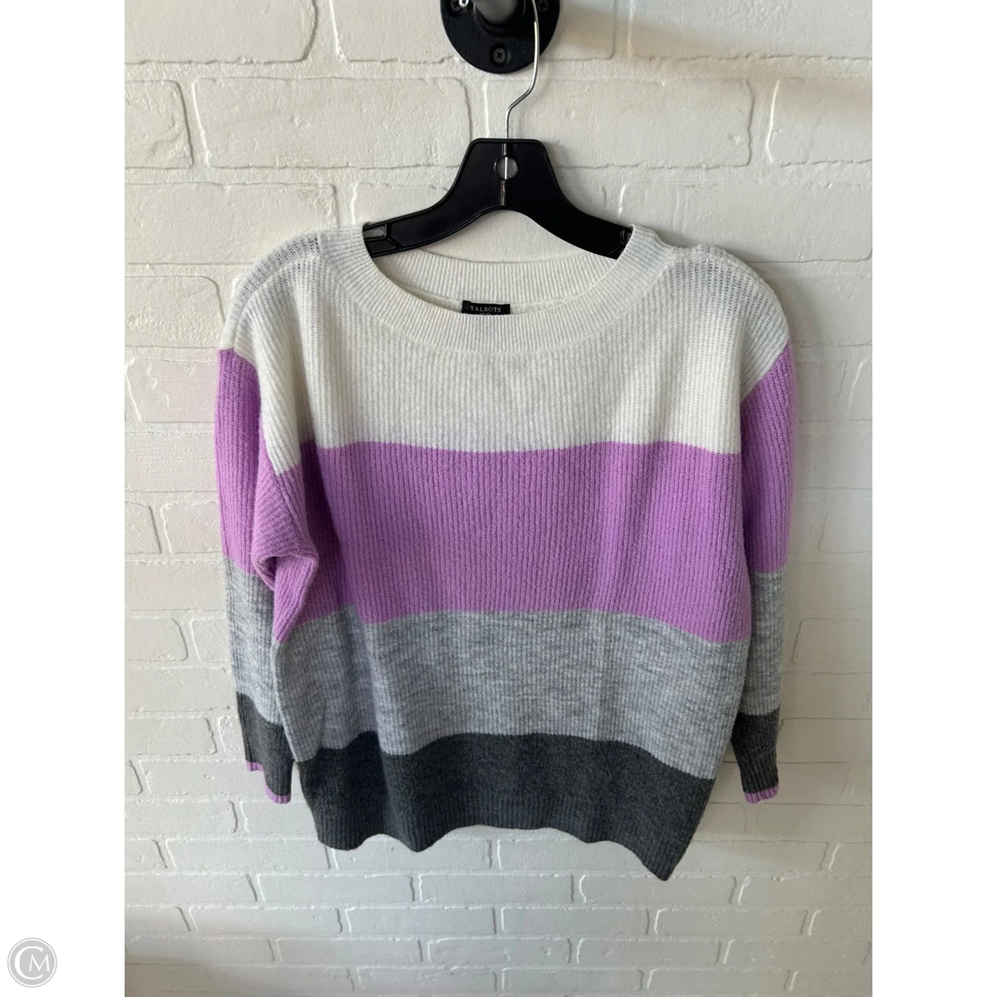 Sweater By Talbots In Grey & Purple, Size: Lp
