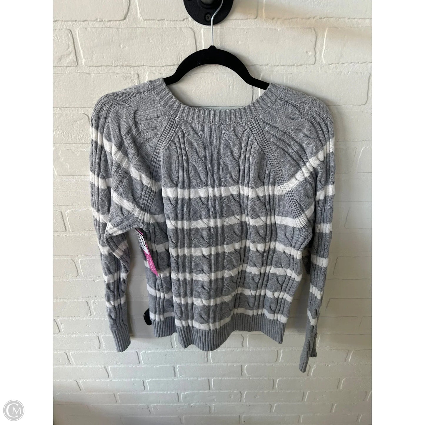 Sweater By Talbots In Grey & White, Size: L