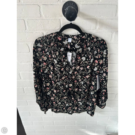 Top Long Sleeve By Old Navy In Black & Cream, Size: S