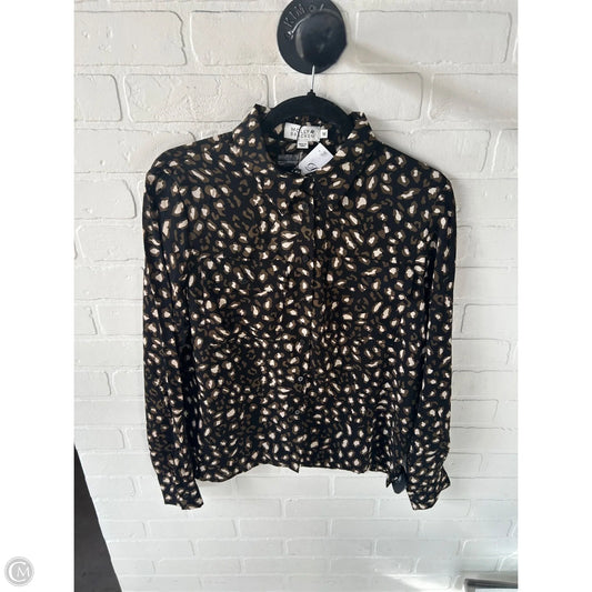 Blouse Long Sleeve By Molly Bracken In Black & Green, Size: M