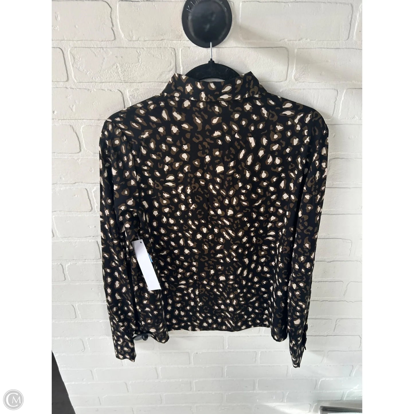 Blouse Long Sleeve By Molly Bracken In Black & Green, Size: M