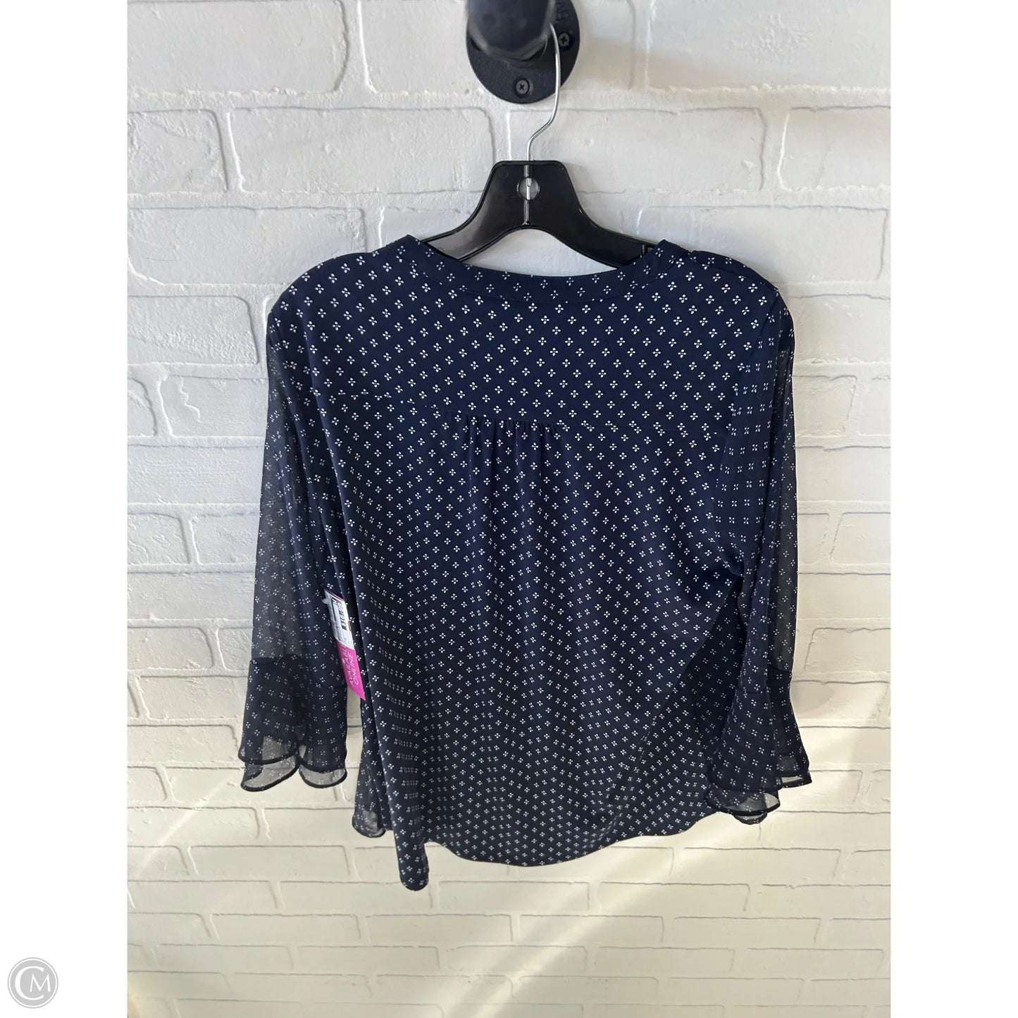 Blouse 3/4 Sleeve By Charter Club In Blue & White, Size: M