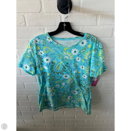 Top Short Sleeve By Talbots In Blue & Yellow, Size: L