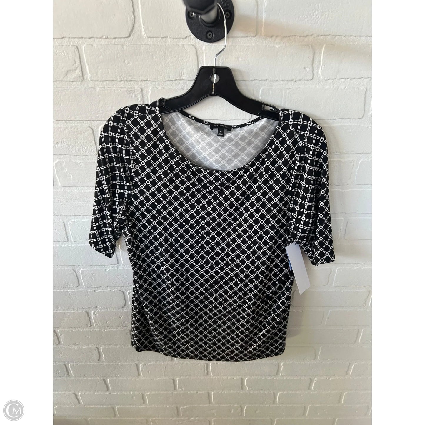 Top Short Sleeve By Talbots In Black & White, Size: M