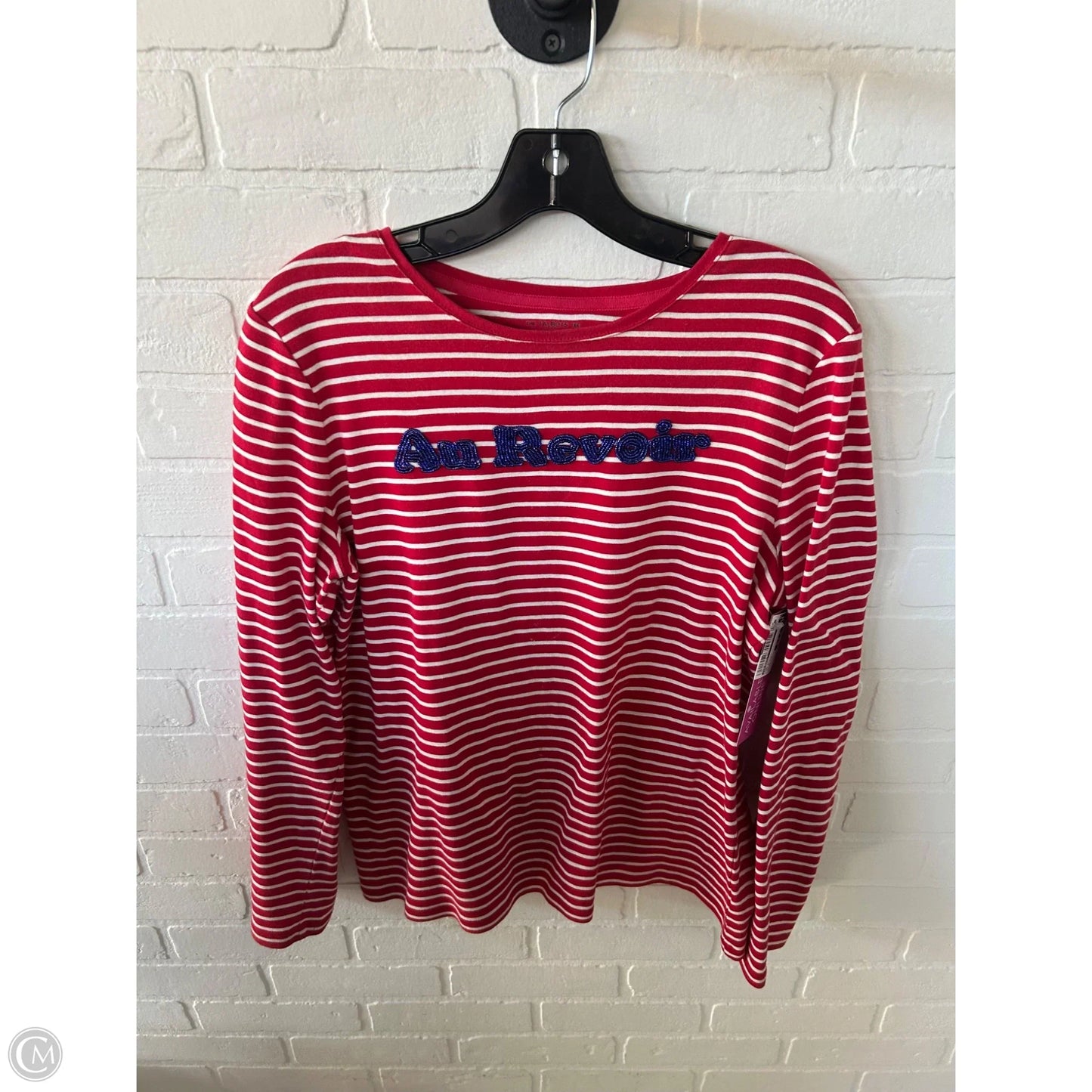 Top Long Sleeve By Talbots In Red & White, Size: L