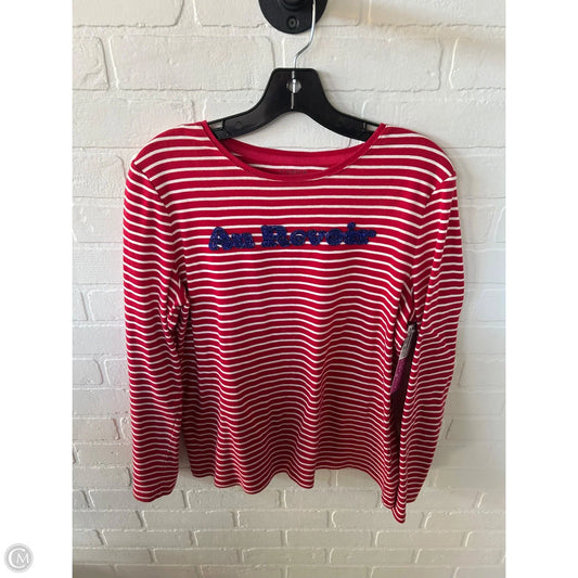 Top Long Sleeve By Talbots In Red & White, Size: L