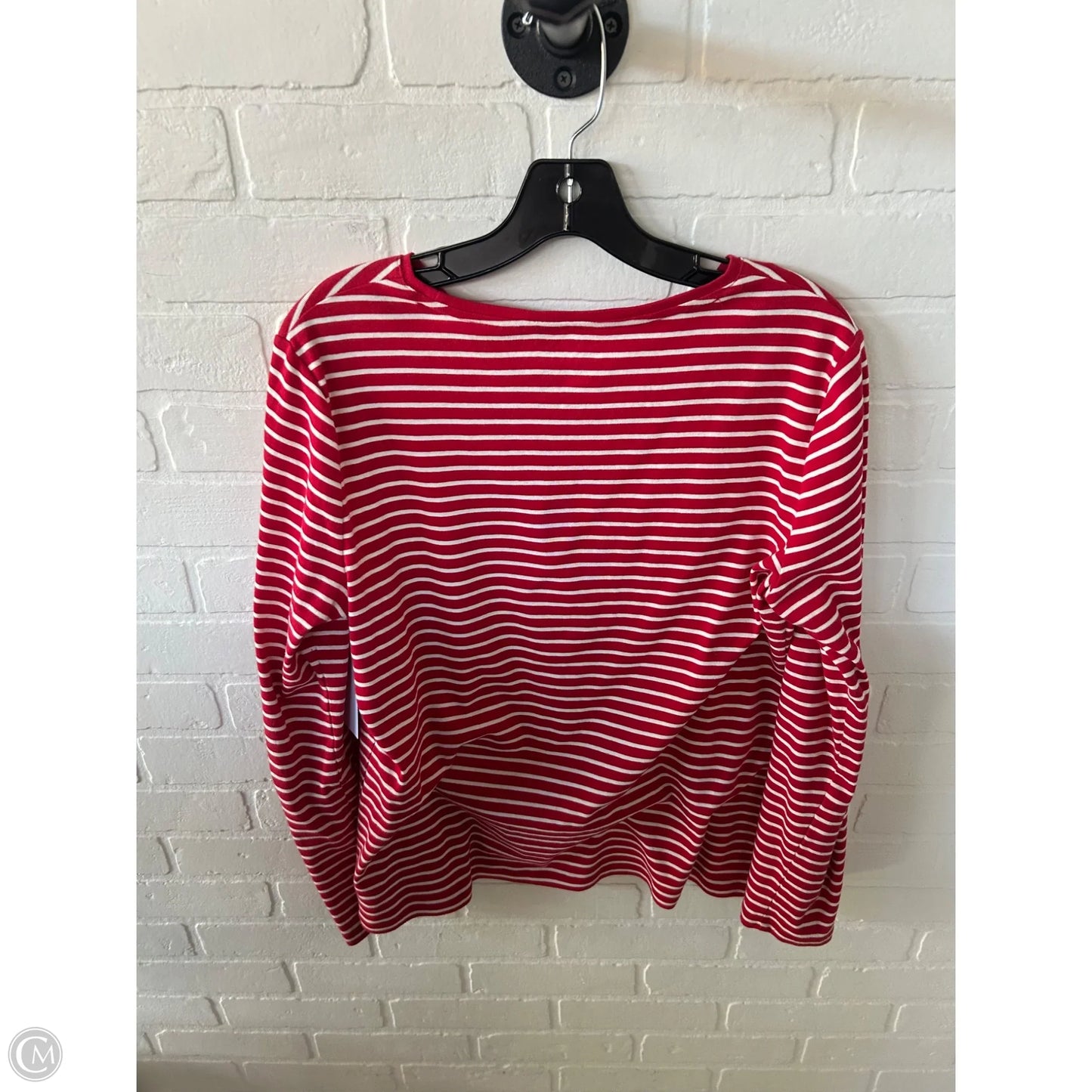 Top Long Sleeve By Talbots In Red & White, Size: L