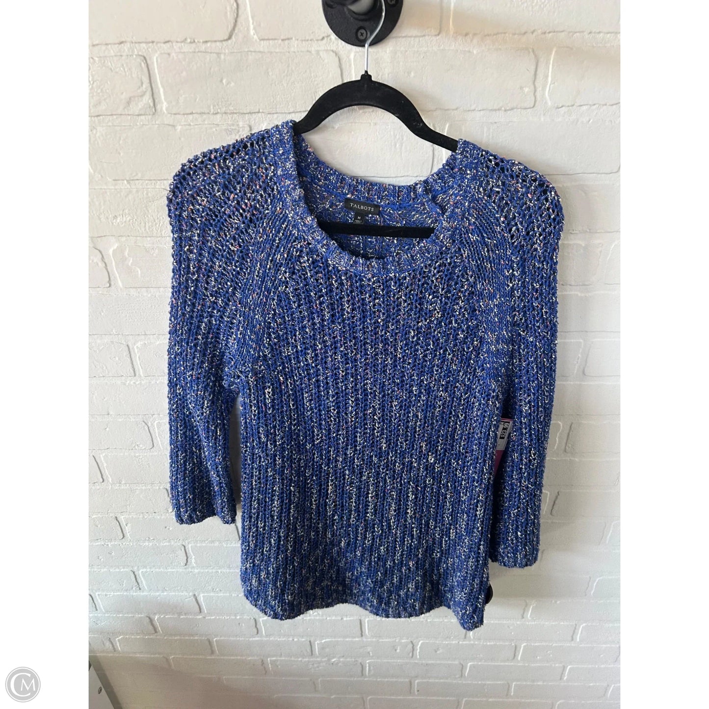 Sweater By Talbots In Blue & White, Size: M