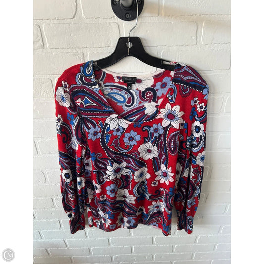 Sweater By Talbots In Red & White, Size: M