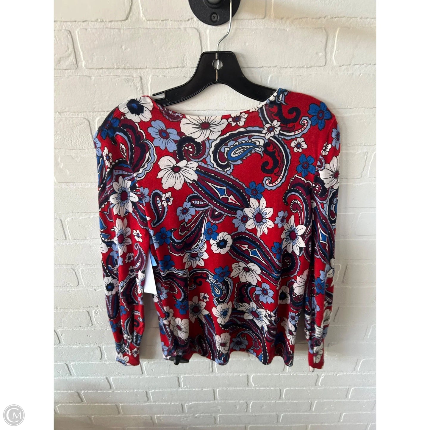 Sweater By Talbots In Red & White, Size: M