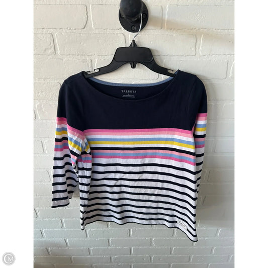 Top Long Sleeve By Talbots In Blue & White, Size: M