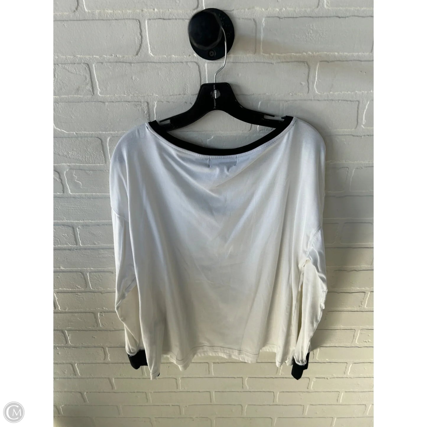 Athletic Top Long Sleeve Crewneck By Lauren By Ralph Lauren In Black & White, Size: Xl