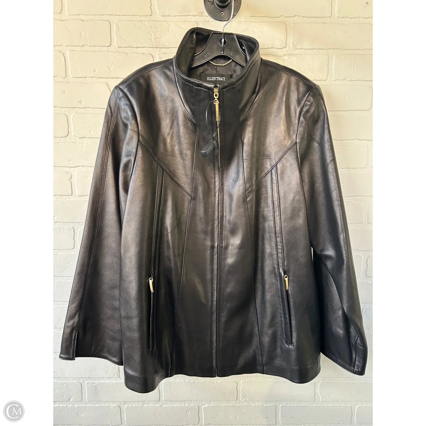 Jacket Leather By Ellen Tracy In Black, Size: 1x