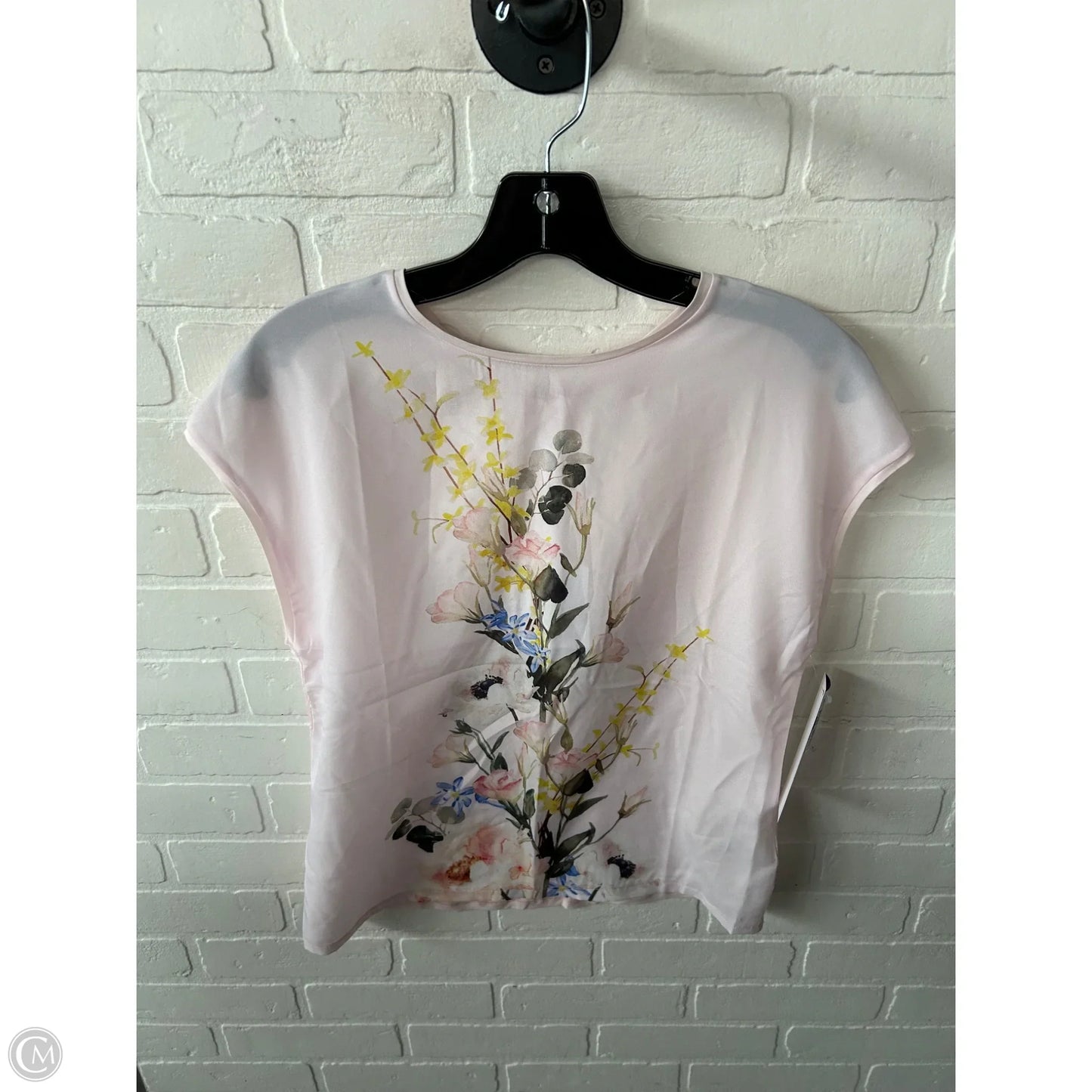 Top Short Sleeve By Ted Baker In Pink & Yellow, Size: S