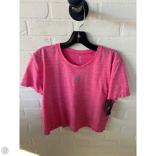Athletic Top Short Sleeve By New Balance In Pink, Size: L