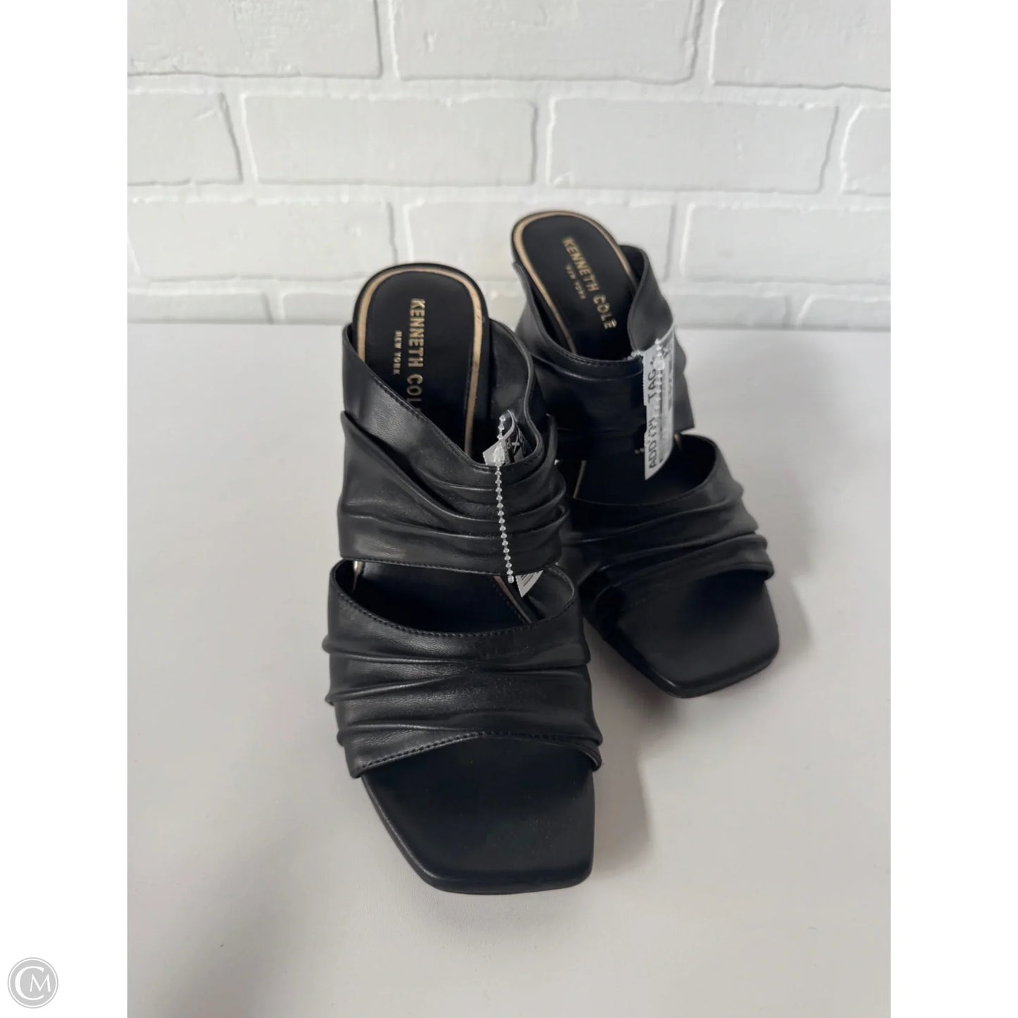 Sandals Heels Stiletto By Kenneth Cole In Black & Gold, Size: 9.5