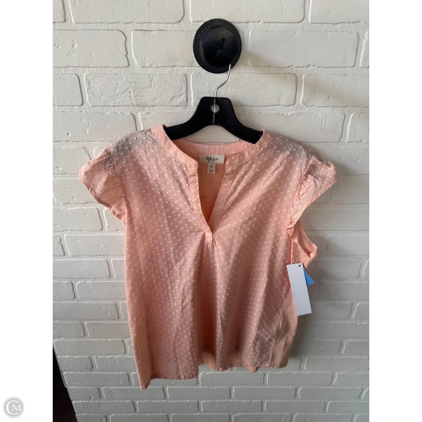 Top Short Sleeve By Style And Company In Peach, Size: M