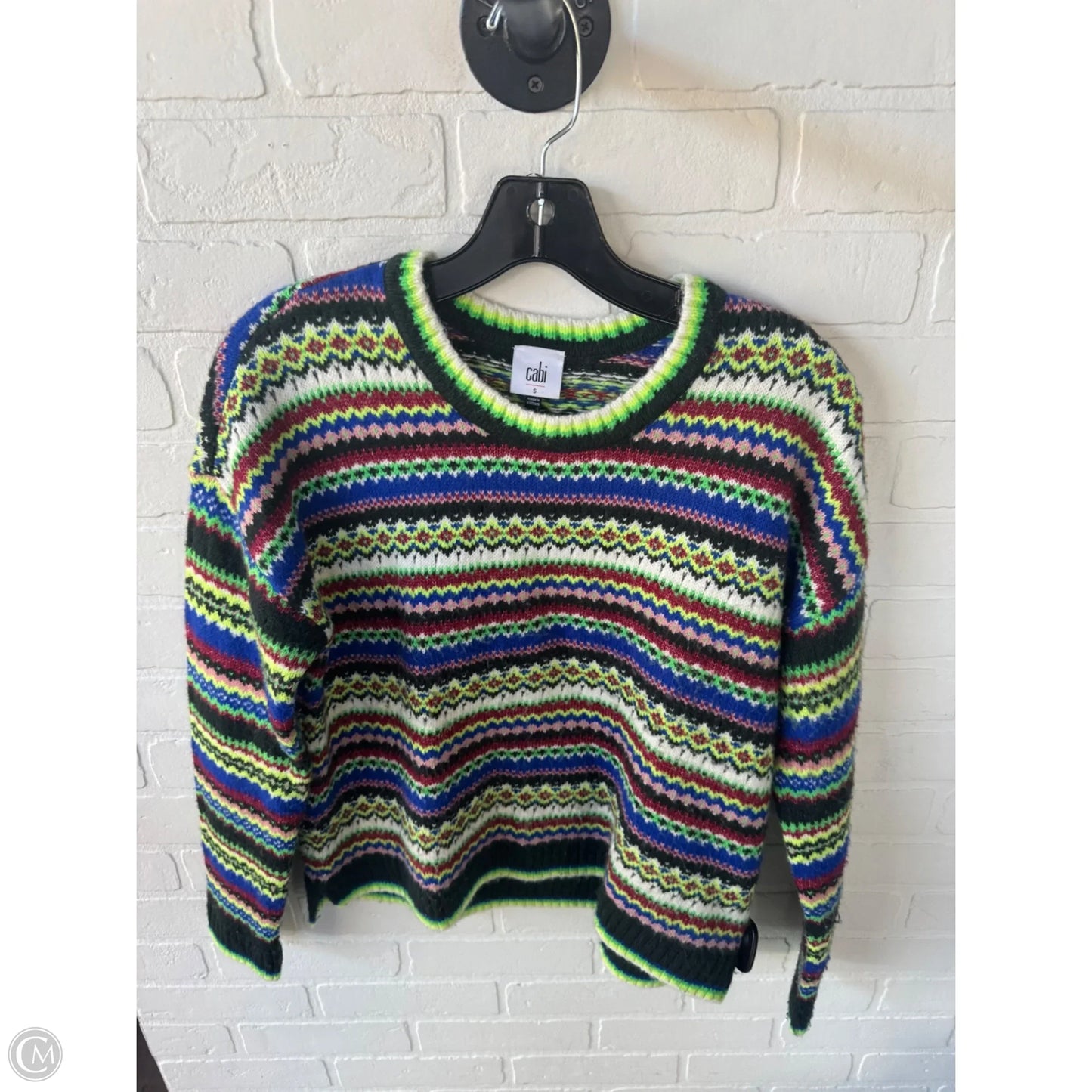 Sweater By Cabi In Green & White, Size: S