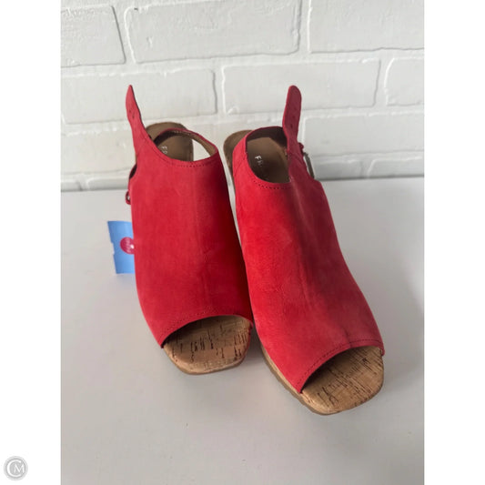 Sandals Heels Block By Franco Sarto In Red & Tan, Size: 7.5