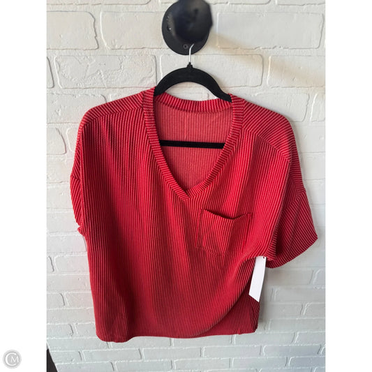 Top Short Sleeve By Cme In Orange & Pink, Size: M