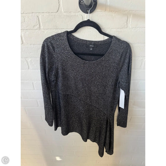 Tunic Long Sleeve By Alfani In Black & Silver, Size: M