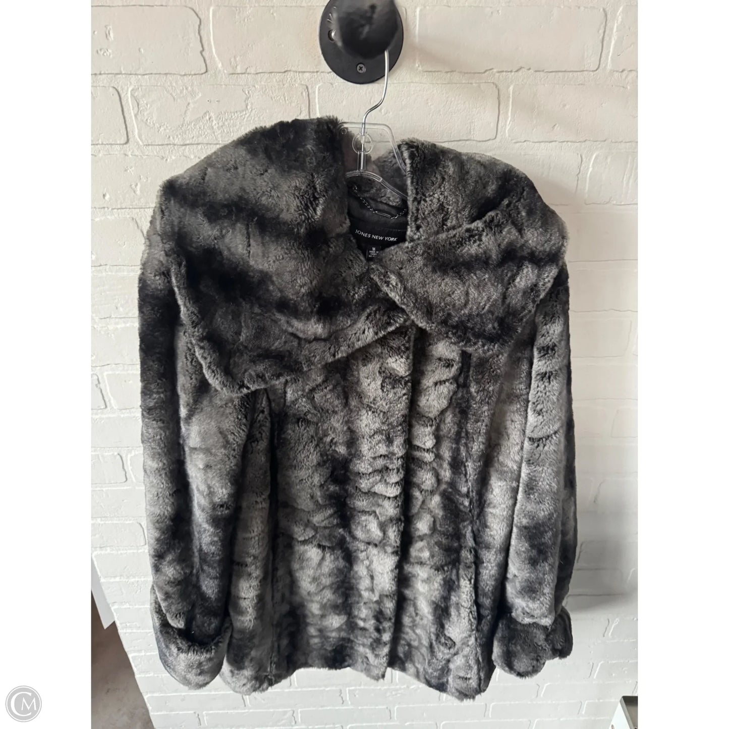 Coat Faux Fur & Sherpa By Jones New York In Grey, Size: M