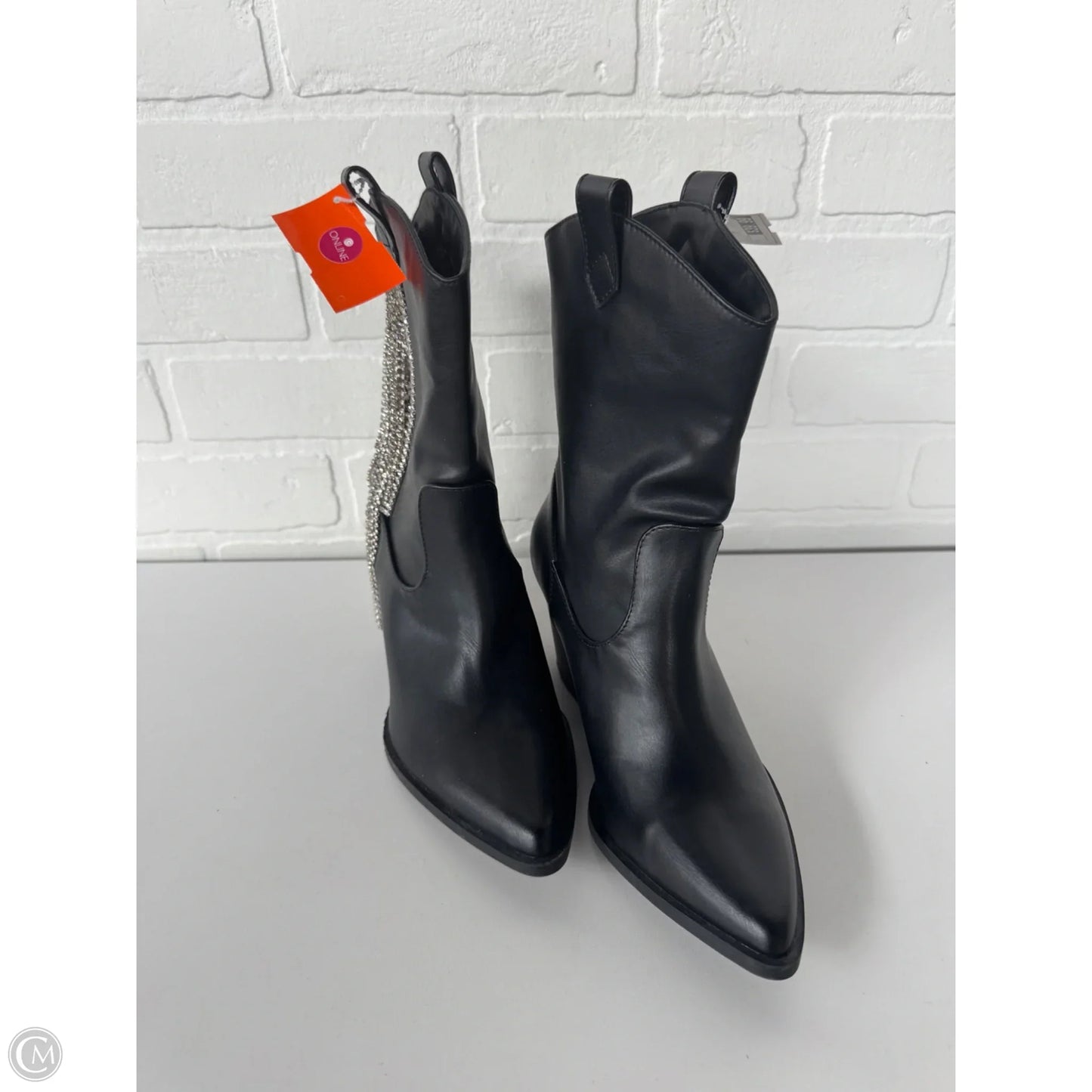 Boots Western By Qupid In Black & Silver, Size: 6