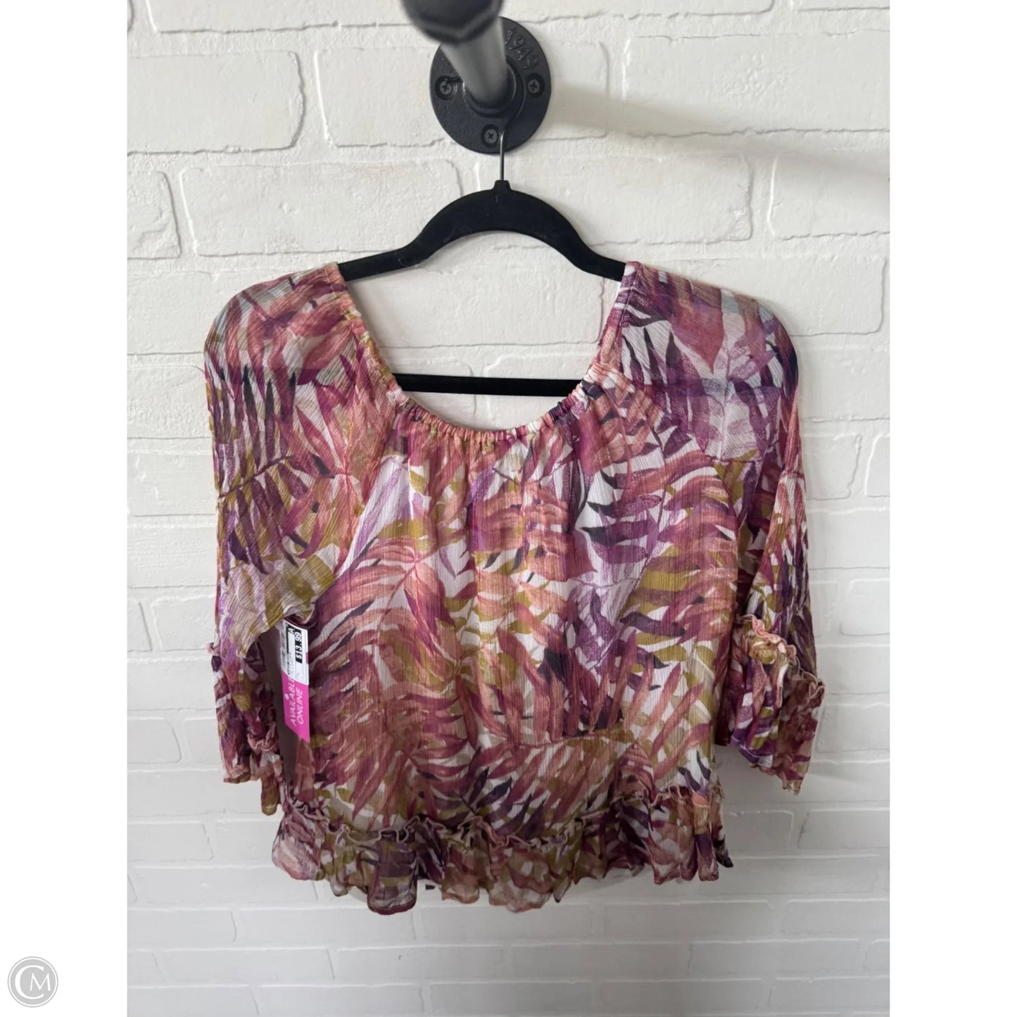 Top 3/4 Sleeve By Lucky Brand In Pink & Purple, Size: L