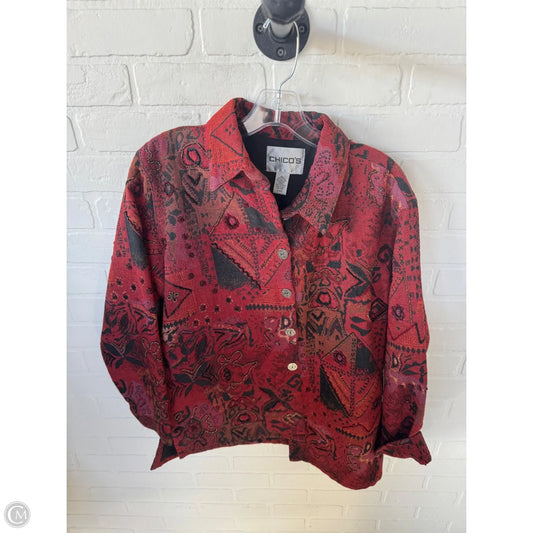 Blazer By Chicos In Black & Red, Size: L