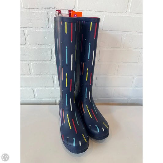 Boots Rain By Anthropologie In Blue & Pink, Size: 8