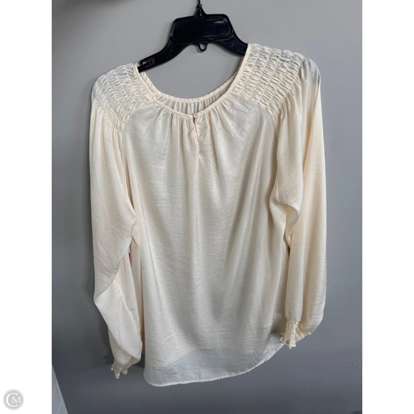 Blouse Long Sleeve By Cme In Cream, Size: Xl