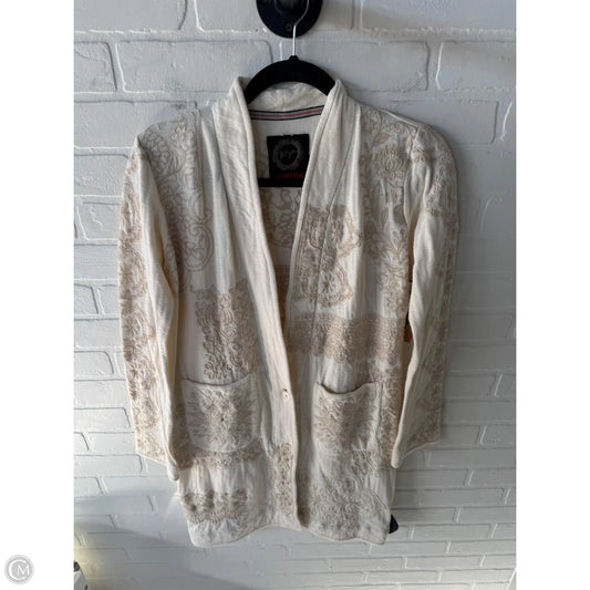 Sweater Cardigan Designer By Johnny Was In Cream, Size: Xs