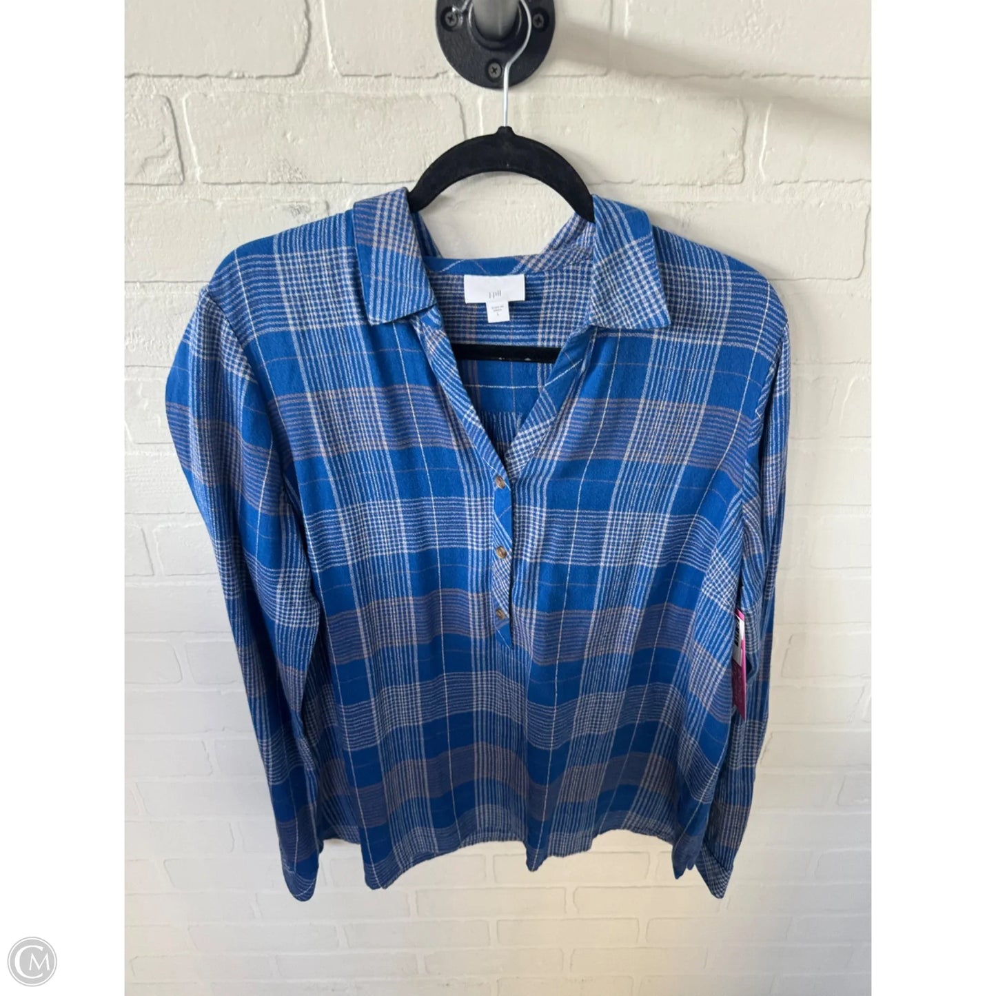 Top Long Sleeve By J. Jill In Blue & White, Size: L