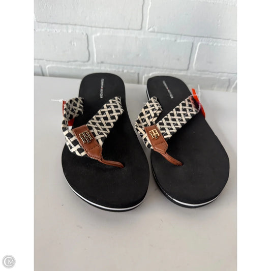 Sandals Flip Flops By Tommy Hilfiger In Black & Cream, Size: 7