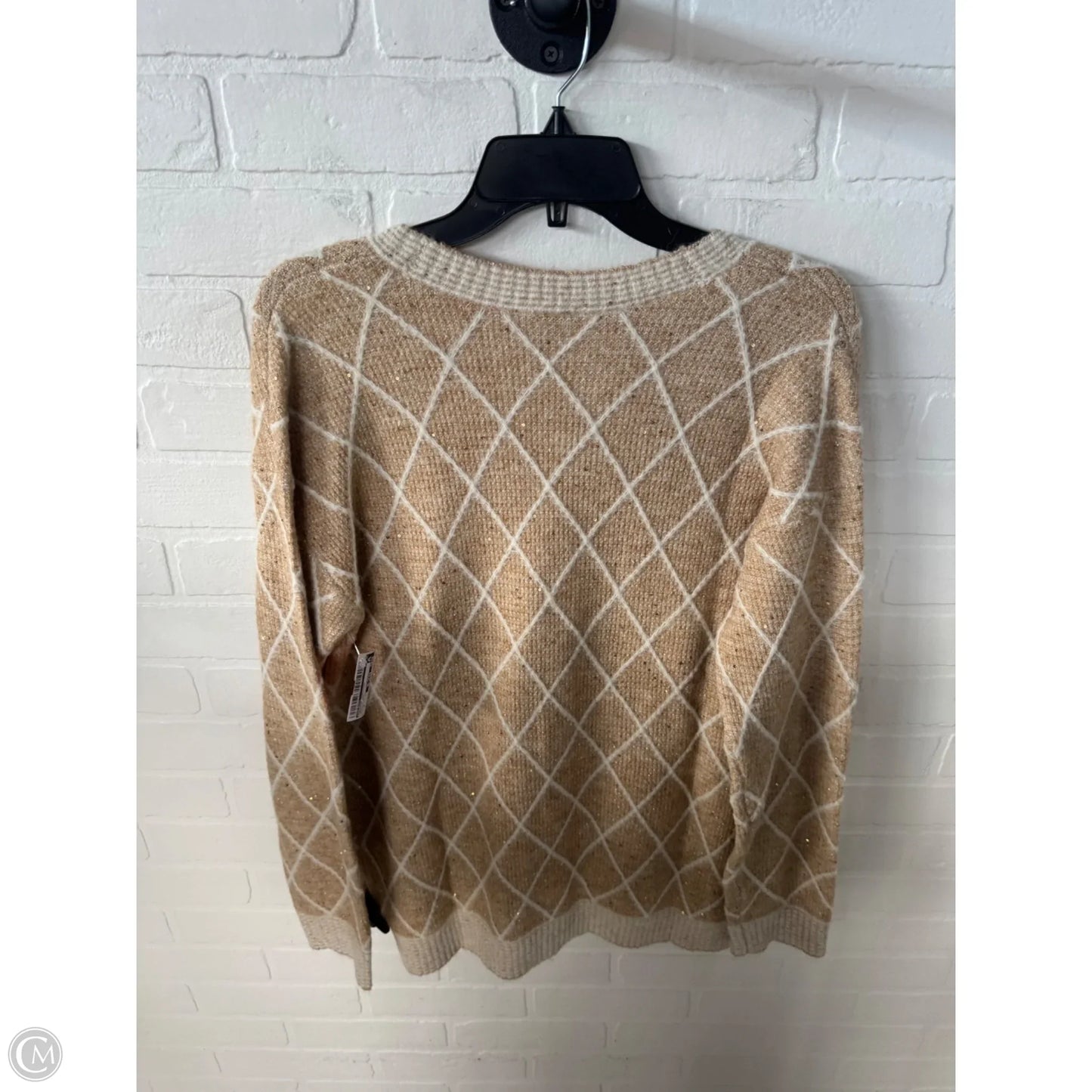 Sweater Cardigan By Talbots In Cream & Tan, Size: M