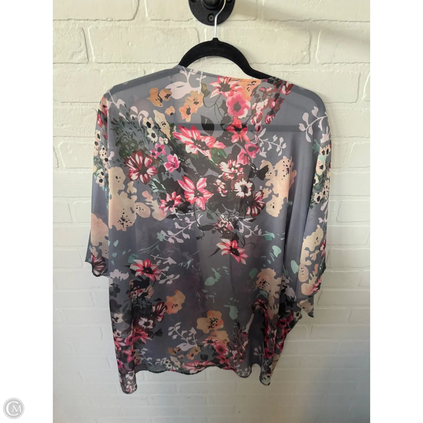 Cardigan By Cme In Grey & Pink, Size: 3x