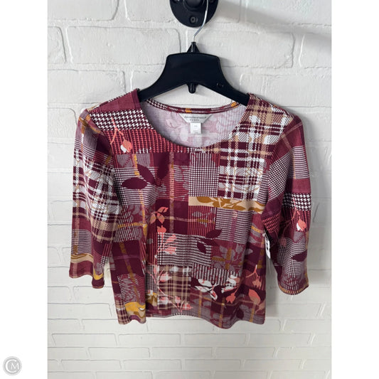 Top 3/4 Sleeve By Christopher And Banks In Red & Tan, Size: Sp