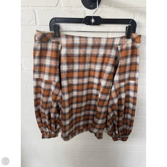 Top Long Sleeve By Mystree In Brown & Cream, Size: S