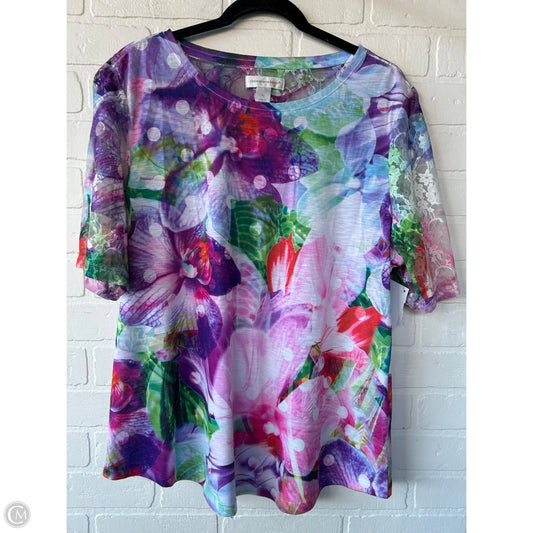 Top Short Sleeve By Christopher And Banks In Blue & Purple, Size: Xl