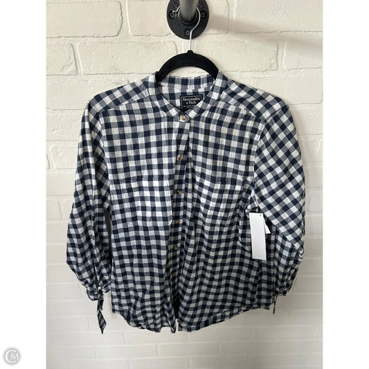 Top Long Sleeve By Abercrombie And Fitch In Blue & White, Size: L