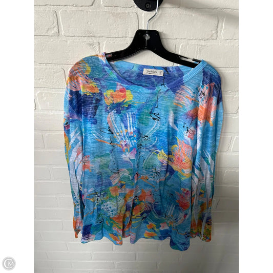 Top Long Sleeve By Jess And Jane In Blue & Orange, Size: 3x