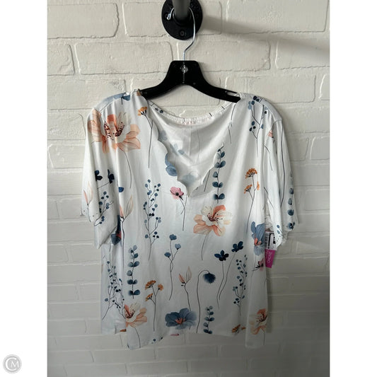 Top Short Sleeve By Cme In Blue & White, Size: 2x